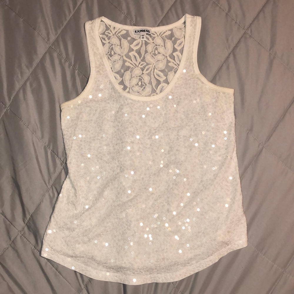 White sequined lacey tank